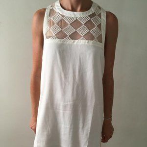 White Checkered Mesh Box Dress (Nasty Gal)